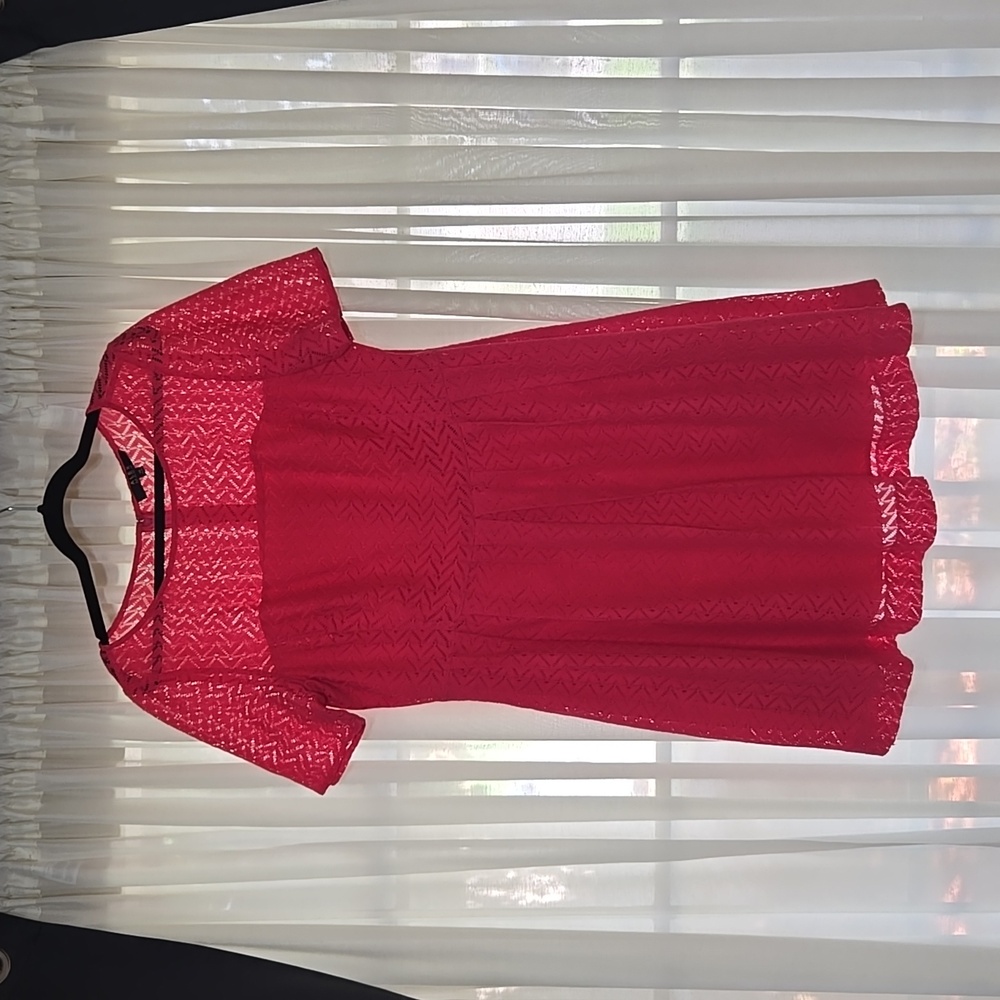 Size 14 Alex Marie Hot Pink Lace Overlay A-Line Dress